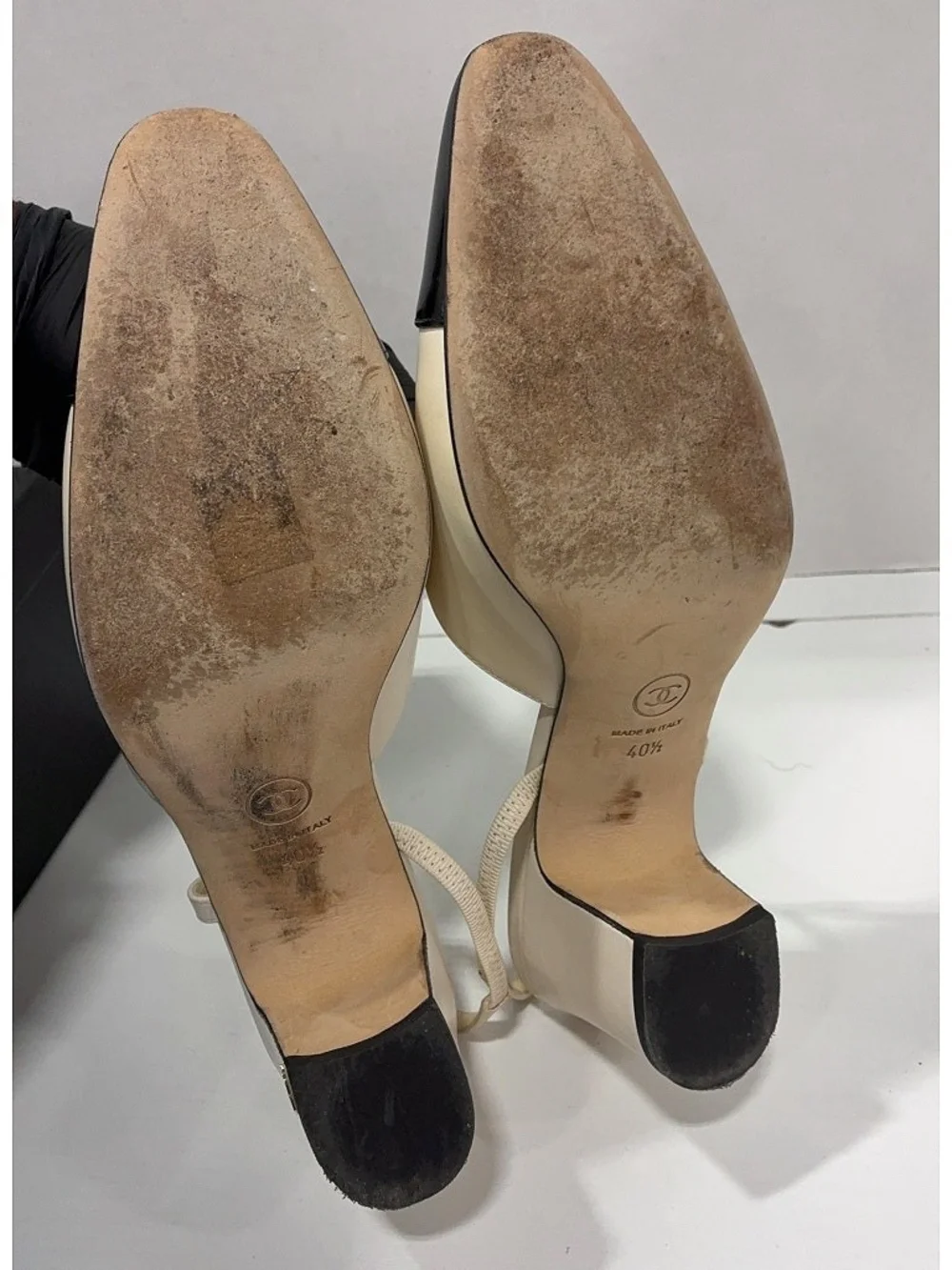 CHANEL Two-Tone Slingback Pump in Cream and Black